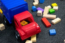 toy truck and blocks 