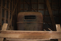 Vintage truck in a barn