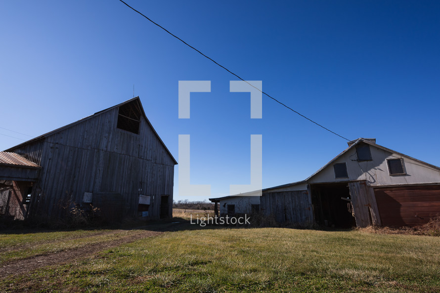 Old wooden barns