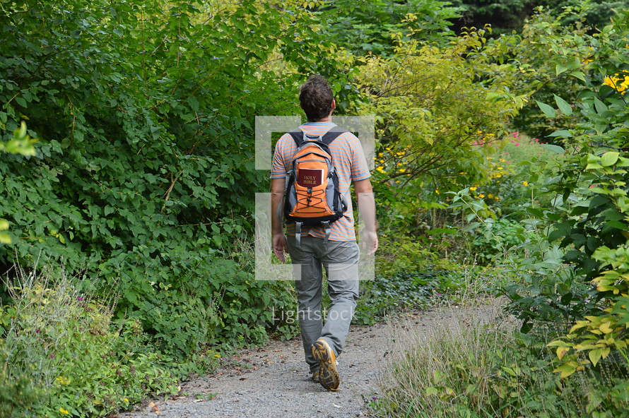 Man walking at a path asking for God's lead.
man, path, way, road, walk, walking, go, going, street, turn, level, ground, outdoor, nature, natural, summer, summertime, green, gras, bush, bushes, tree, trees, hike, hiking, backpack, bible, rucksack, creation, alone, on the way, journey, travel, traveling, journeying, path through life, road, road of life, on the go, on the road, under way, dark, find, finding, search, searching, route, lane, pathway, trail, challenge, meet a challenge, rise to a challenge, God's creation, creator, leaves, leaf, scripture, trust, level ground, lead, leading, confident, confidently, confidence, reliantly, along, forward, on, continuing, continue, forth, ahead, sure