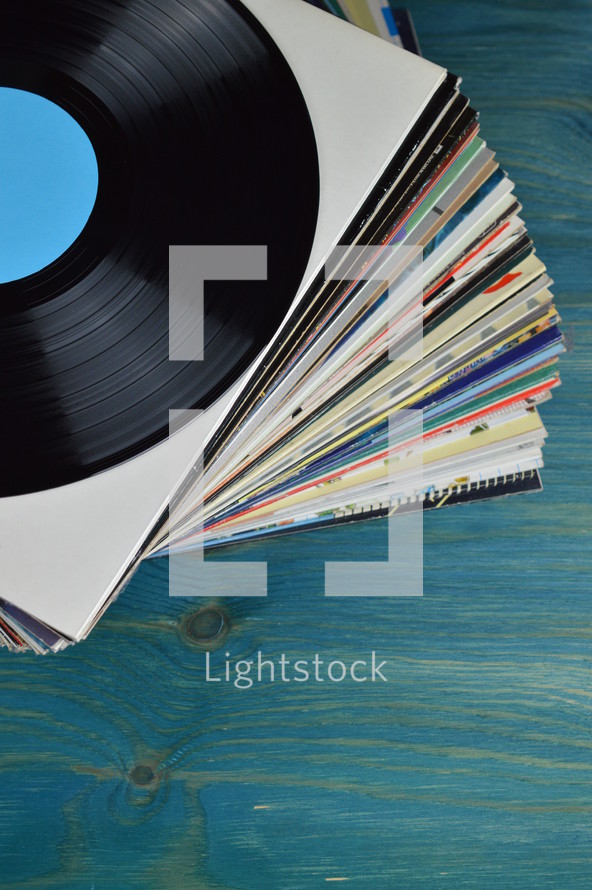 stack of records 