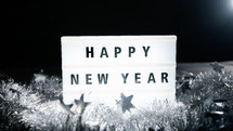 Light board with happy new year sign