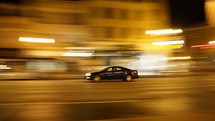 a car driving at night 