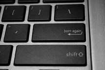 born again key on a keyboard 