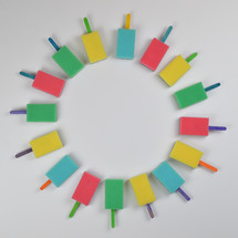 colorful sponge popsicle circle on white background as thank you for the volunteer cleaning team in church or as decoration for the vacation bible school in the classroom