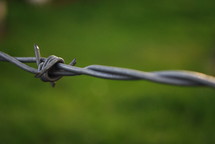 Single barbed wire on a fence.