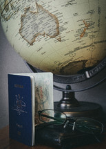 Australia passport and globe