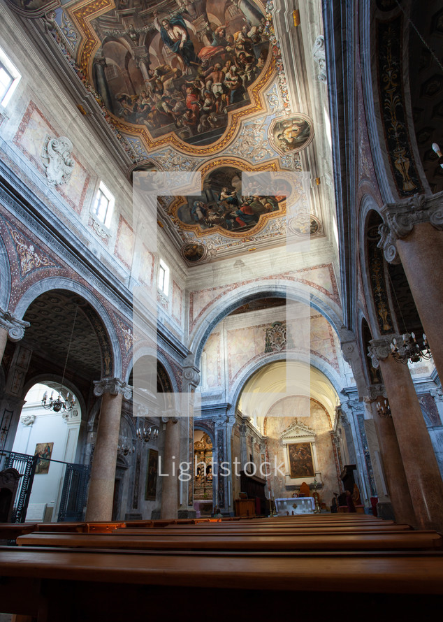 Interior of Ostuni Cathedral, a Roman Catholic cathedral in Ostuni, province of Brindisi, South Italy.