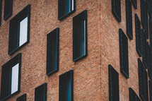 Modern windows on the brick building