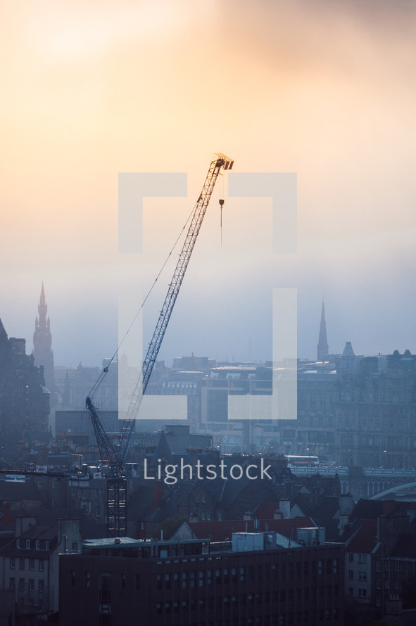 construction crane in a European city 