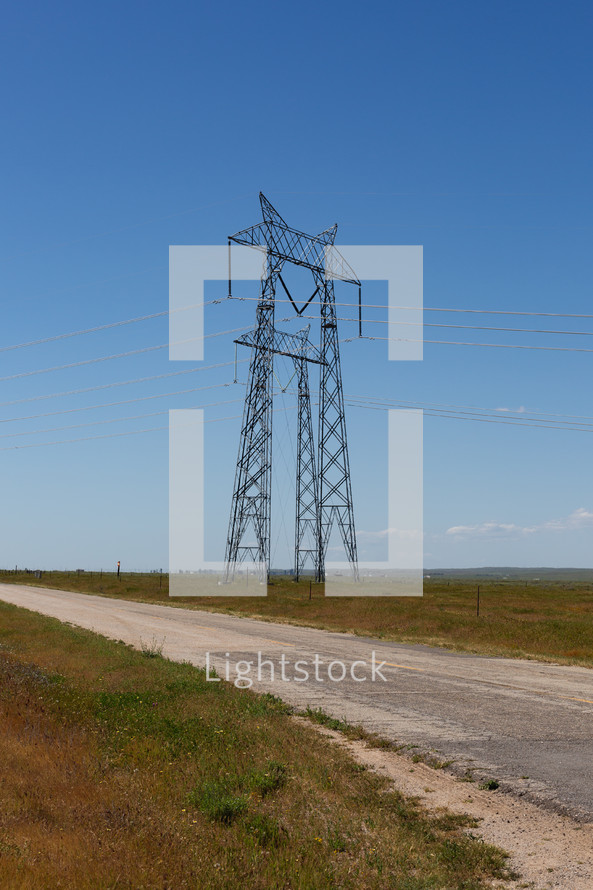 powerlines and a rural road 