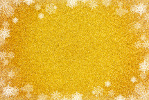 yellow Glitter Background with snowflake border 