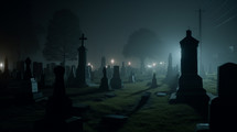 Cemetery at night. 