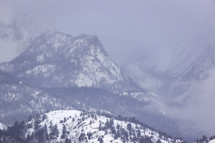 foggy snowy mountain 