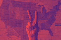 peace sign and map of the United States 