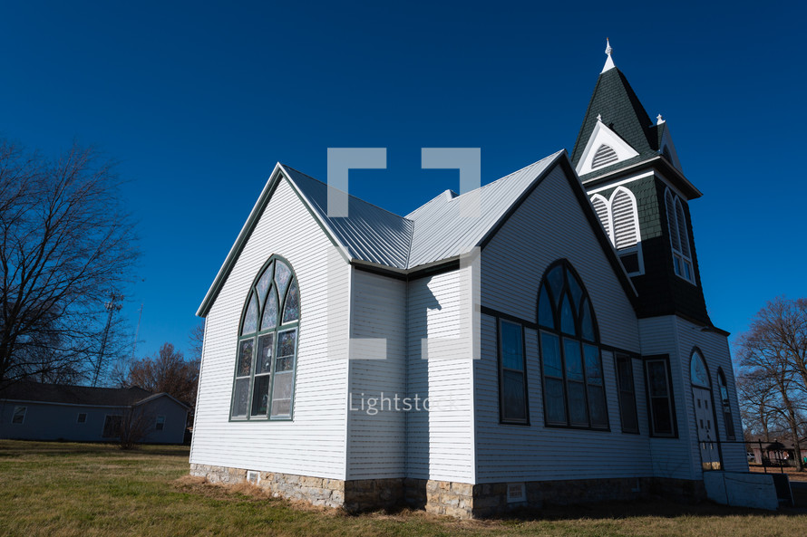 Small town white church