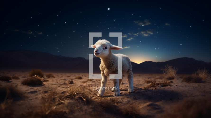 Lost little lamb in the desert at night.