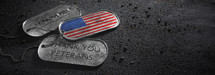 US military dog tags and thank you veterans 