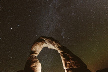 stone arch against stars in a night sky 
