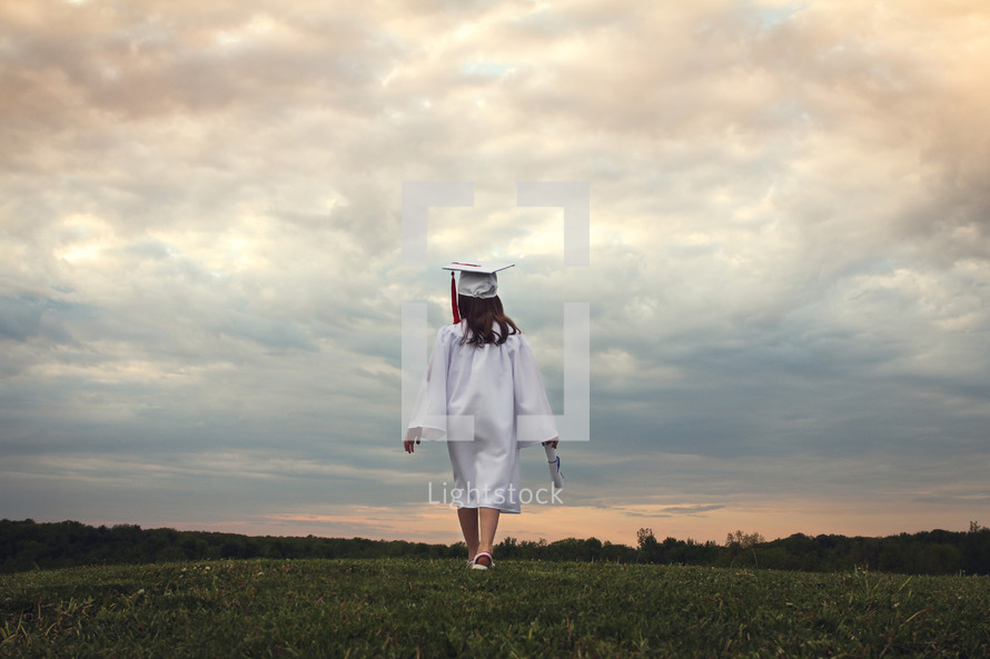 graduate walking away 