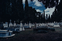 graves at Evangelistria Historical Cemetery in Thessaloniki, Greece