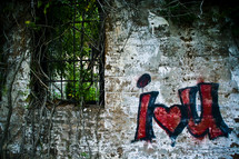 I Heart U graffiti on a wall