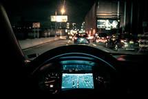 GPS navigation on a dashboard of a car 