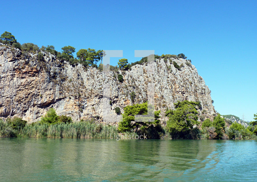 cliffs along a river shore 