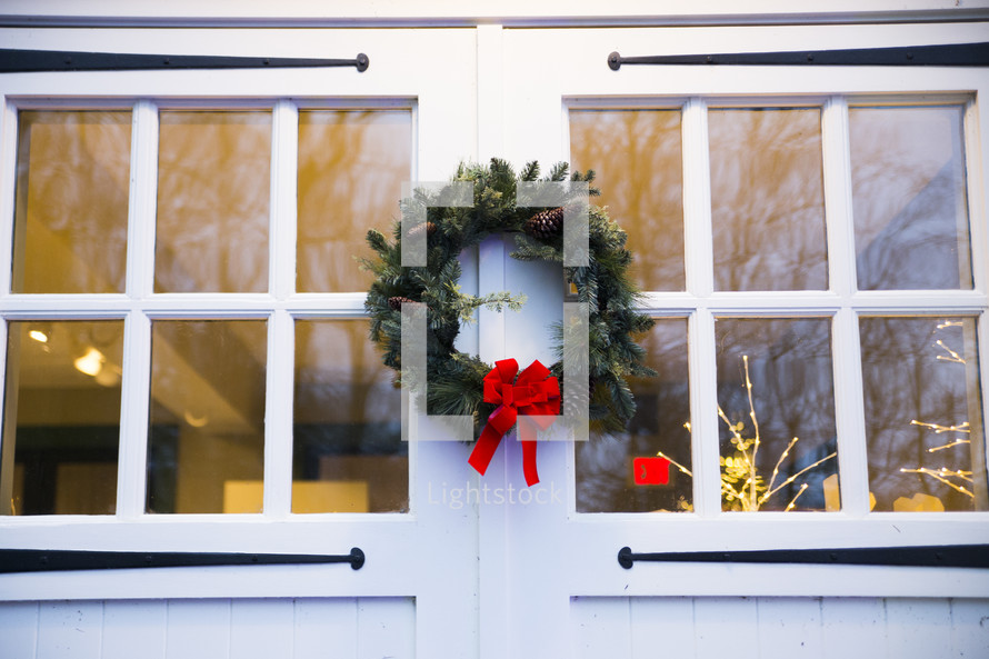 Christmas wreath on windows 