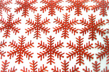 red glittery snowflake ornaments pattern 