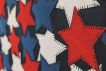 felt stars in red, white, and blue 