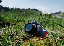 vintage camera in the grass
