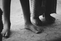 bare feet of children in Rwanda 