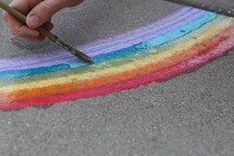 painting a rainbow with chalk 