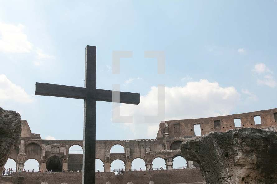 cross in the Colosseum in Rome 