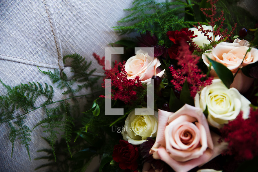 Flowers on a fabric chair