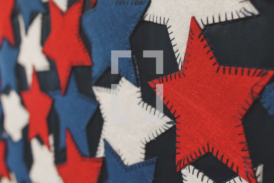 felt stars in red, white, and blue 
