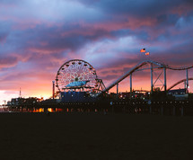 beachside amusement park ride at night 