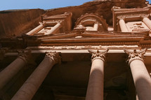 Looking up at the Treasury in Petra.