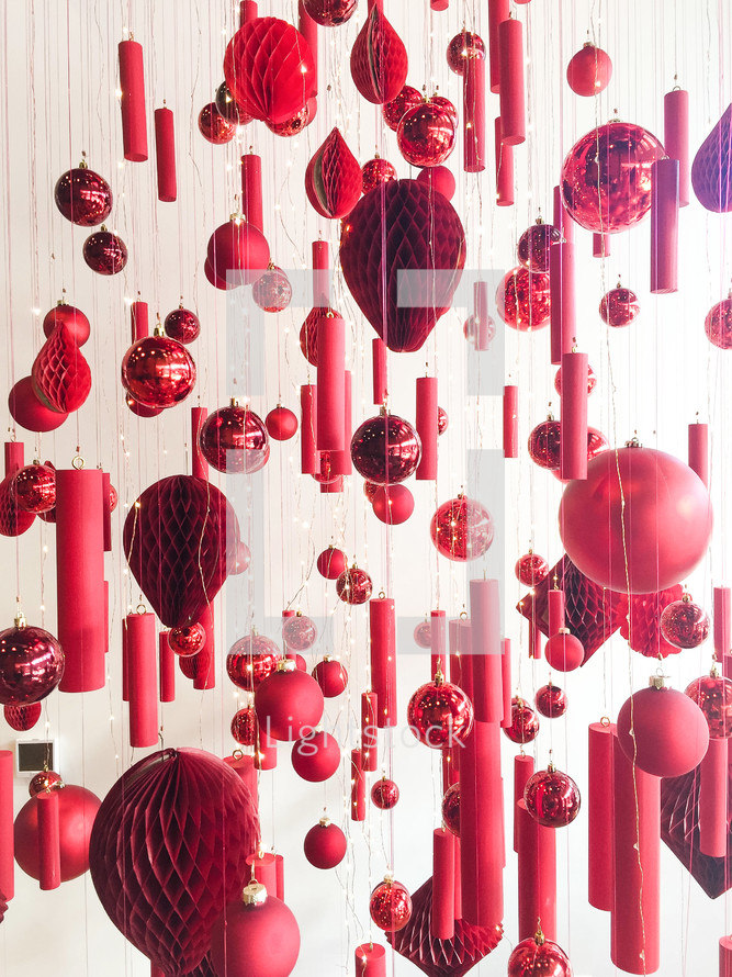 red chimes and ornaments 