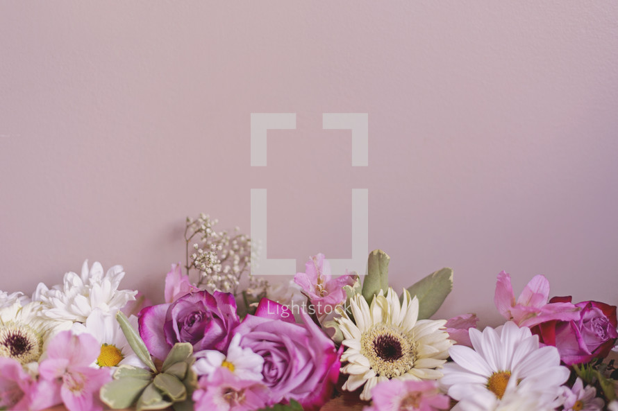 flower border on a pink background 