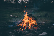 a campfire burning