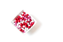 Valentine's Candy in a box on a white background 