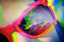 reflections in sunglasses glitch art 