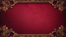 Ornate maroon and bronze frame textured background.
