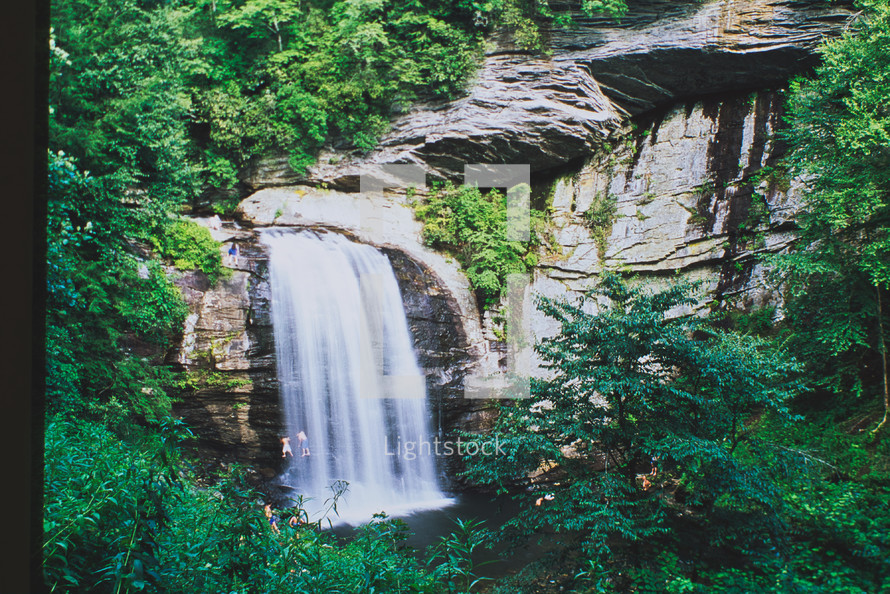 waterfall over rocks 