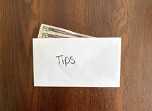 tips - money in an envelope 