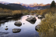 Fall Sunrise on the Big Thompson River in Rocky Mountain National Park located outside Estes Park Colorado