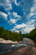 river flowing over rock in the North Carolina mountains 