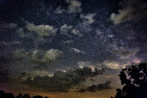 stars in a cloudy night sky 